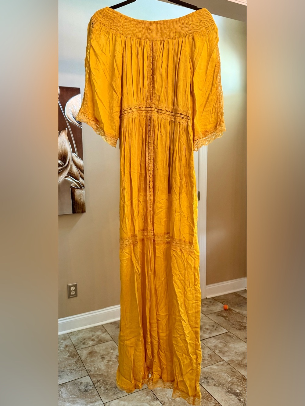 Boohoo Mustard Yellow Off-Shoulder Maxi Dress